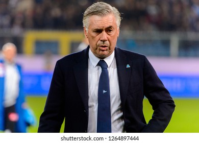 GENOVA - NOV 10, 2018: Carlo Ancelotti, The Napoli Head Manager.  C.F.C Genoa - SSC Napoli. Calcio Serie A TIM. Stadium Luigi Ferraris.