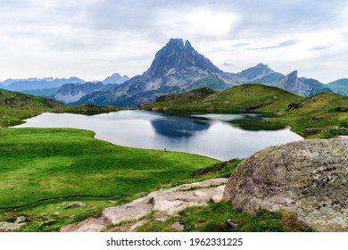 Gentau Lake With Midi D'Ossau Peak On The Back