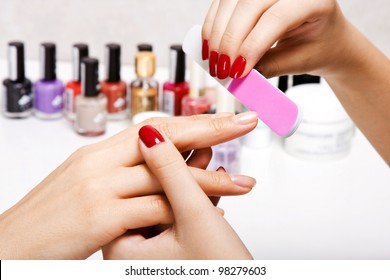 Gentle Care Of Nails In A Beauty Salon