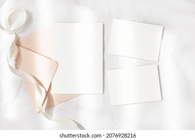 Gentle Mockap Card Set 5x7 And 3,5x5 With Pink Envelope 