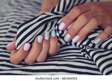 Gentle Summer Manicure. Design Of Nails