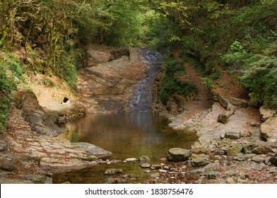 A Gentle Waterfall On The River Near Sochi.