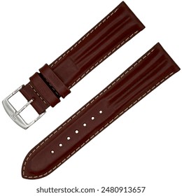 genuine leather watch strap steel buckle dark brown