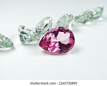genuine mined pink topaz and green amethyst precious gems fancy shape cutting for jewellery setting.