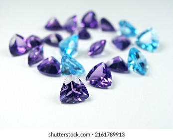 lot of genuine mined purple amethyst  and blue topaz precious gems fancy shape cutting for jewellery setting.
