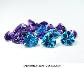 lot of genuine mined purple amethyst  and blue topaz precious gems fancy shape cutting for jewellery setting.