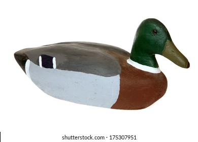 A Genuine Wooden Duck Decoy. Isolated on white with room for your text. Duck Decoys have been used for Hundreds of years to lure unsuspecting ducks to their doom by hungry duck hunters world wide 