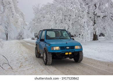 Geo Tracker Driving Through The Ozark Mountains Of Arkansas, During The Polar Vortex Of 2021 On Feb. 14, 2021