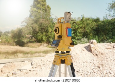 Geodetic Device. Total Station Theodolite And Electronic Distance Meter. Cadastral Surveys. Survey Tool To Find The Relationship Of The Position Of Various Points.