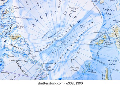 Geographic Map Of Arctic Ocean Close Location 