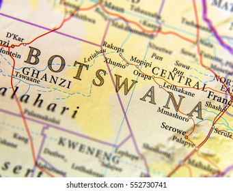 Geographic map of Botswana with important cities