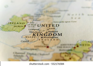 Geographic map of European country United Kingdom with important cities