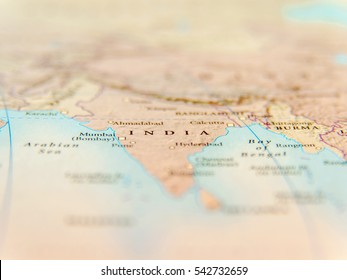 Geographic Map Of India Country With Important Cities