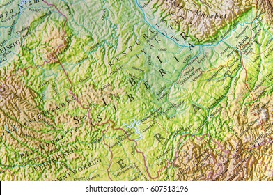 Geographic Map Of Part Of Russia Region Siberia