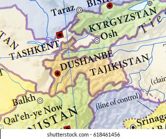 Geographic Map Tajikistan Important Cities Stock Photo 618461456 