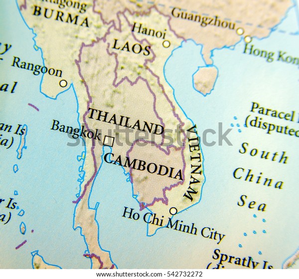 Geographic Map Thailand Burma Cambodia Vietnam Stock Photo Edit