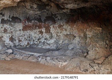 Geographical Formation With Rough Igneous Rock Texture. Abandoned Stone Cave And Secret, Hidden And Underground Cavern Formed From Molten Lava After A Volcanic Eruption In Los Llanos, La Palma, Spain