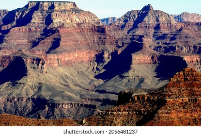 Geologic Formations In The Grand Canyon With Beautiful Colors And Rock Strata Layers