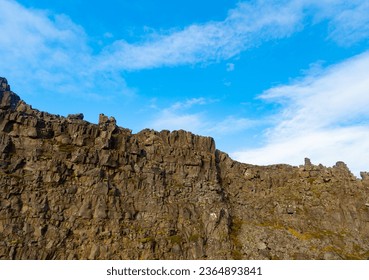 Geological formations in nature. Geology shapes landscapes. volcanic mountain stony rock. Mountain landscape nature. geology concept. geological volcanic rock ridge. Mountain nature environment