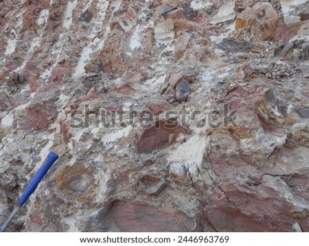 Geologist hummer on geological formation view