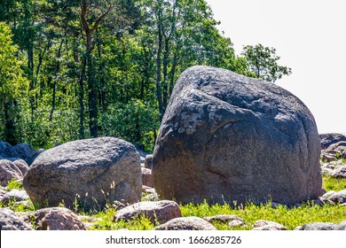 Geology. Huge Multi-ton Granite Boulders (erratic Blocks), Shore Of Eastern Part Of Baltic Sea. Access To Daytime Surface Of Baltic Fundamental Crystalline Formations, Glacial Landscape (drift Epoch)