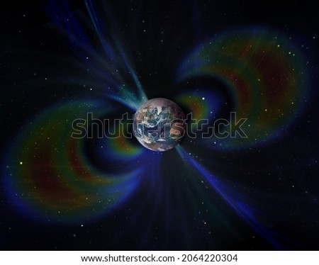 Geomagnetic field around planet Earth in space. Elements of this image furnished by NASA.