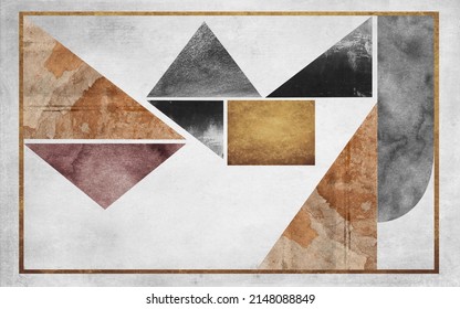 Geometric background abstract art background. Luxurious Oriental style watercolor background, line art and brush texture. Wallpaper design for prints, carpets, banners, decorative paintings, wall art 