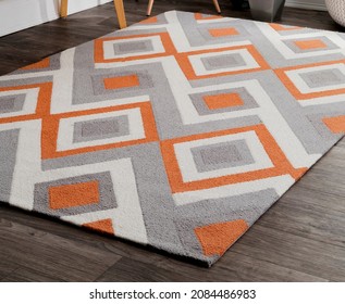 Geometric design woven living room carpet. - Shutterstock ID 2084486983