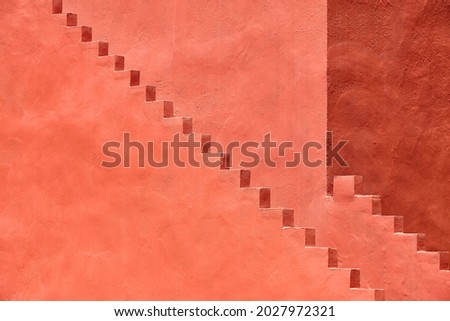 Geometric detail building design. The red wall, La manzanera. Calpe, Spain