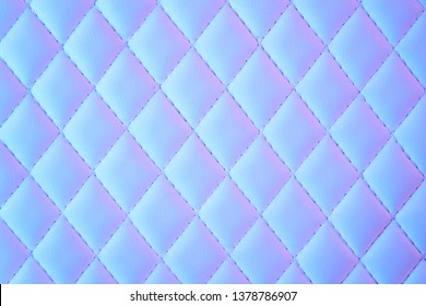 Geometric diamond pattern quilted  leather in neon light