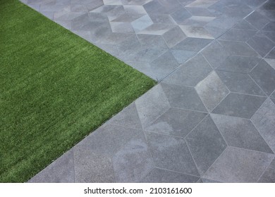 Geometric intersection Between artificial turf and pavement