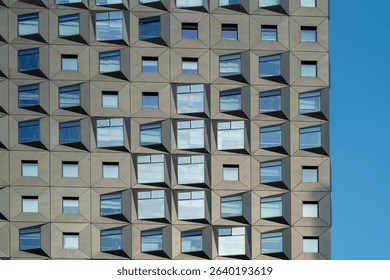 Geometric Modern Building Facade with Repetitive Architectural Pattern