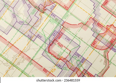 Geometric Multi Colored Zoned Topographical Map Segment.