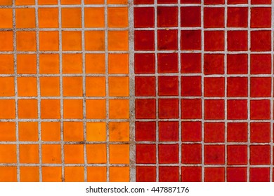 Geometric orange and red tile pattern texture. Can be used for design, websites, interior, background, backdrop, texture creation, the use of graphic editors and illustration.