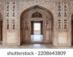 Geometric pattern background on the wall of Taj Mahal palace in Agra city, Uttar Pradesh state of India