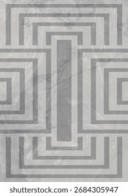 Geometric pattern with concentric squares and rectangular design on a marbled background