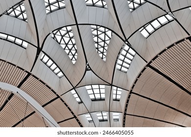 Geometric pattern of contemporary ceiling