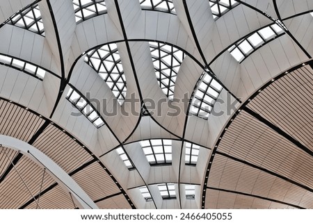Geometric pattern of contemporary ceiling