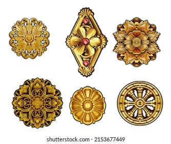 Geometric pattern; golden baroque and  ornament elements for print
 - Shutterstock ID 2153677449