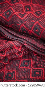 Geometric pattern in red and black cloth