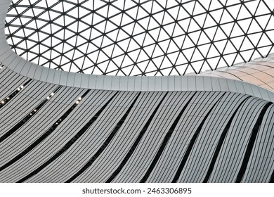 Geometric pattern of wall and glass ceiling 