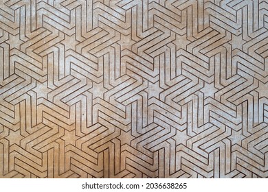 Geometric patterns in the walls of the Alhambra in Granada, Spain - Shutterstock ID 2036638265