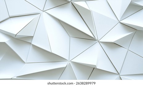 Geometric, white 3D surface creates a modern and sleek background with hard shadows