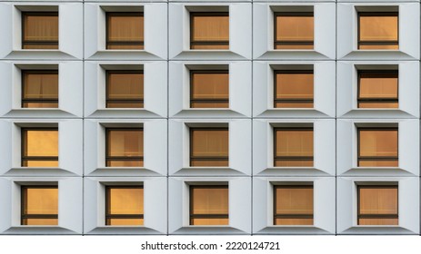 Geometric Window Building As Abstract Texture. Building Windows Pattern Background.	