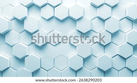 A geometrically-precise honeycomb pattern, in cool monochromatic tones, conveys a sense of modern