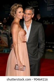 George Clooney and Stacy Keibler arriving for the The BFI London Film Festival: The Descendants - Premiere, at Odeon Leicester Square, London.  20/10/2011 Picture by: Alexandra Glen / Featureflash