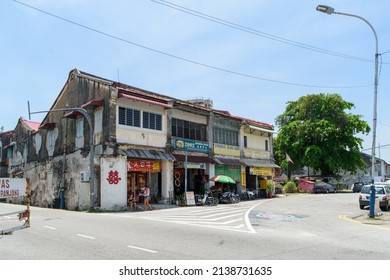 George Town, Penang, Malaysia - March 12th 2018: Shops in Jalan C.Y. Choy.