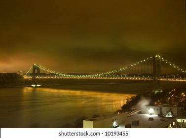 George Washington Bridge At Night With Light