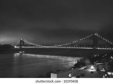 George Washington Bridge At Night With Light