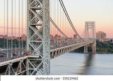 George Washington Bridge at sunset over Hudson River. - Shutterstock ID 150119462